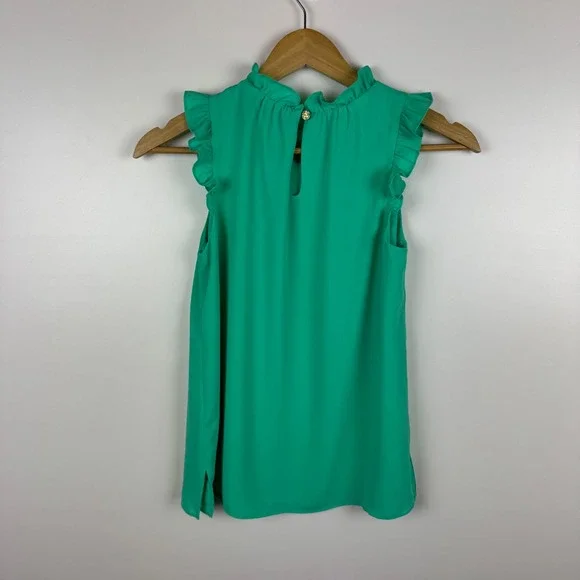 Lilly Pulitzer Green Sleeveless Ruffled Blouse - Picture 4 of 9